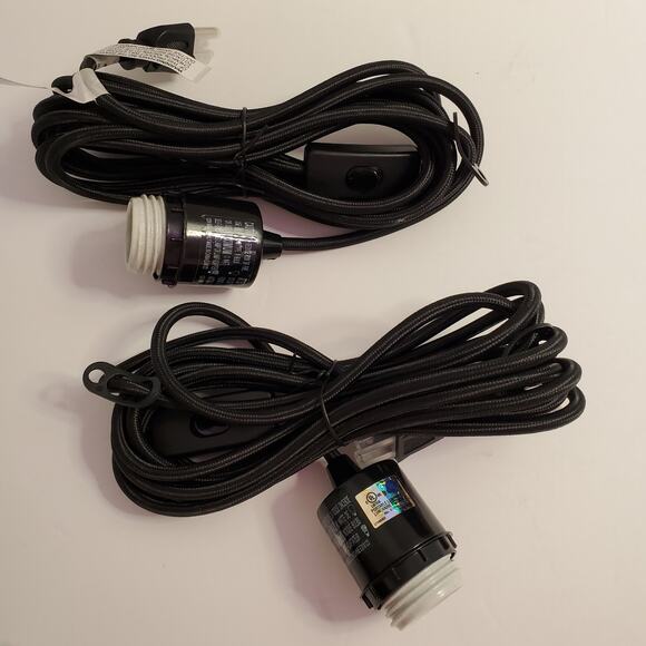 West Elm Black Plug-In Pendant Cordset Set of 2 Chandelier Light Kit 15ft New - Picture 3 of 14